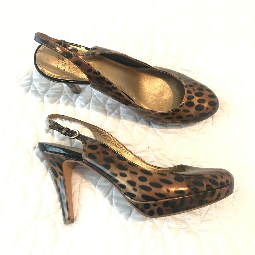 Circa Joan & David Luxe Leopard Slingback Heels 9